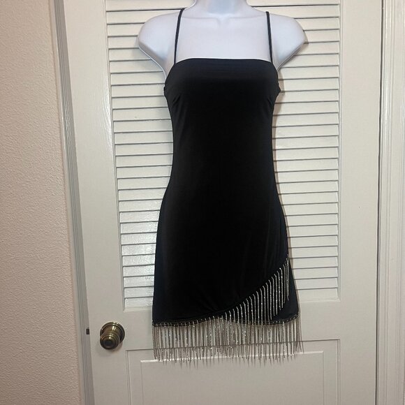 Windsor Dresses & Skirts - Windsor Black Rhinestone Fringe Mini Dress Size Small Party Prom